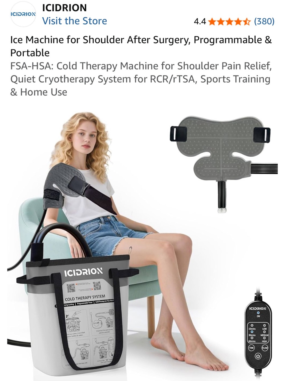 NEW - Icidrion Ice / Cold Therapy Machine for Shoulder , Programmable, Portable